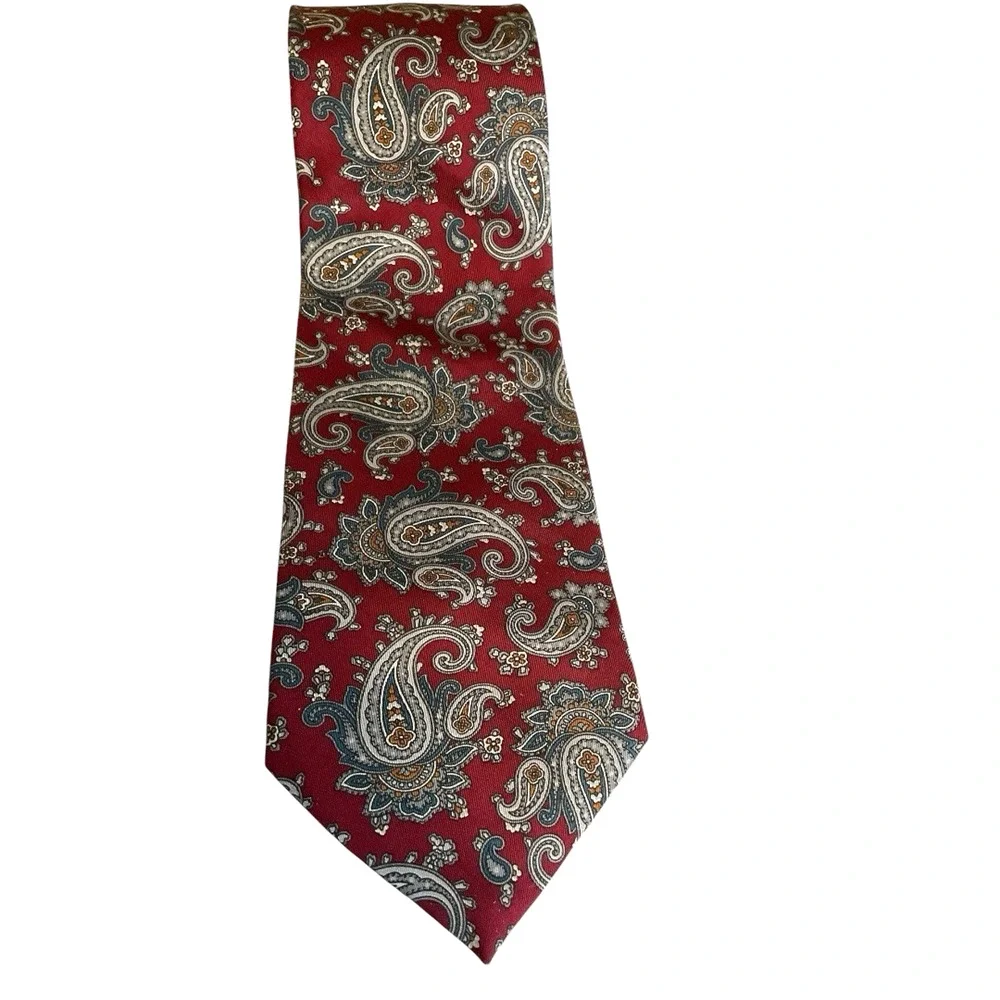 Allyn‎ St. George Vintage Red Blue Paisley Tie Mens Designer Neck Tie 58